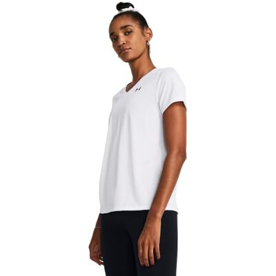 Under Armour Damen Tech SSV- Solid, Trainings-T-Shirt für Damen, kurzärmeliges Funktionsshirt mit V-Ausschnitt für das Training Under Armour Damen Tech SSV- Solid, Trainings-T-Shirt für Damen, kurzärmeliges Funktionsshirt mit V-Ausschnitt für das Training