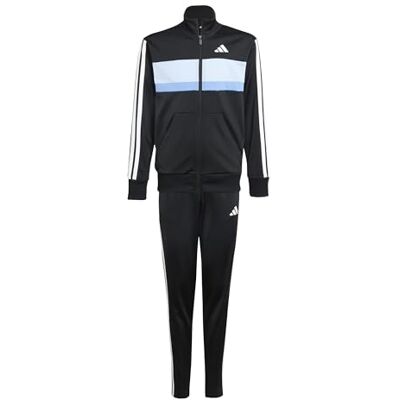 Adidas Unisex Kinder SEASONAL ESSENTIALS TIBERIO 3 STRIPES TRICOT TRACKSUIT, black/glow blue/blue fusion/white, 13-14 Years Adidas Unisex Kinder SEASONAL ESSENTIALS TIBERIO 3 STRIPES TRICOT TRACKSUIT, black/glow blue/blue fusion/white, 13-14 Years