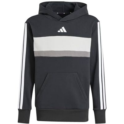 Adidas Unisex Kinder Seasonal Essentials Tiberio 3 Stripes Fleece Hoodie Sweatshirt, Black/White/Grey Two, 9-10 Years Adidas Unisex Kinder Seasonal Essentials Tiberio 3 Stripes Fleece Hoodie Sweatshirt, Black/White/Grey Two, 9-10 Years