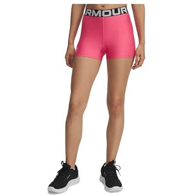 Under Armour Damen HeatGear Shorty, atmungsaktive Sport Shorts mit 4-Wege-Stretchstoff, Kurze Sporthose mit freiliegendem Elastikbund und Schriftzugdetail,Super Pink / / White,LG Under Armour Damen HeatGear Shorty, atmungsaktive Sport Shorts mit 4-Wege-Stretchstoff, Kurze Sporthose mit freiliegendem Elastikbund und Schriftzugdetail,Super Pink / / White,LG