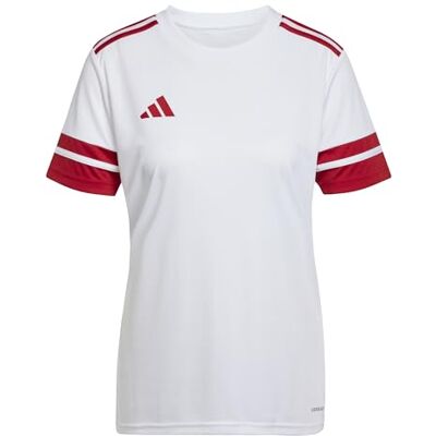 Adidas Damen Squadra25 Jersey Short Sleeve Shirt, White/Team Power red 2, S Adidas Damen Squadra25 Jersey Short Sleeve Shirt, White/Team Power red 2, S