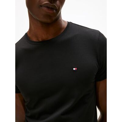 Tommy Hilfiger Herren T-Shirt Kurzarm Core Stretch Slim Fit, Schwarz (Black), XL Tommy Hilfiger Herren T-Shirt Kurzarm Core Stretch Slim Fit, Schwarz (Black), XL