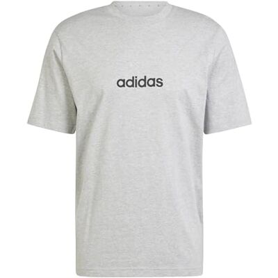 Adidas Herren Essentials Linear Single Jersey Shirt, medium Grey Heather/Black, XL Adidas Herren Essentials Linear Single Jersey Shirt, medium Grey Heather/Black, XL