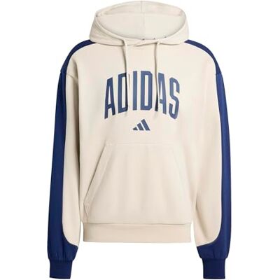 Adidas Men's Collegiate Fleece Hoodie, Wonder Alumina/Dark Blue, XS Adidas Men's Collegiate Fleece Hoodie, Wonder Alumina/Dark Blue, XS