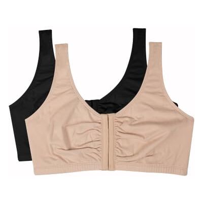 Fruit of the Loom Damen Geschlossenem Vorderteil Sport-BH, Undurchsichtige, Sand/Schwarz, 2er-Pack, 100 Fruit of the Loom Damen Geschlossenem Vorderteil Sport-BH, Undurchsichtige, Sand/Schwarz, 2er-Pack, 100