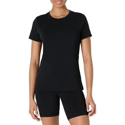 Amazon Essentials Damen Active Soft Cotton Regular Fit Rundhalsausschnitt Kurzarm Leichtes Yoga-Workout-Sport-T-Shirt, Schwarz, L Amazon Essentials Damen Active Soft Cotton Regular Fit Rundhalsausschnitt Kurzarm Leichtes Yoga-Workout-Sport-T-Shirt, Schwarz, L