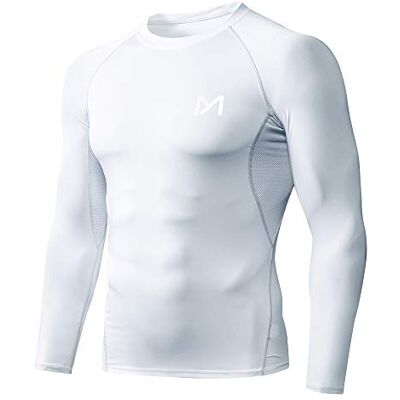 MEETYOO Herren Funktionsshirt Langarm Kompressionsshirt Shirt, Weiß, XL EU MEETYOO Herren Funktionsshirt Langarm Kompressionsshirt Shirt, Weiß, XL EU