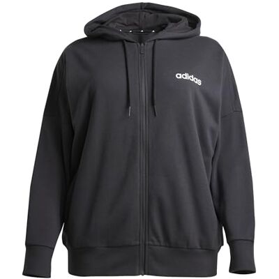Adidas Damen Essentials Linear Full Zip French Terry Hoodie Sweatshirt, Black/White, L Adidas Damen Essentials Linear Full Zip French Terry Hoodie Sweatshirt, Black/White, L