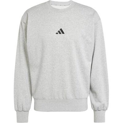 Adidas Men's Essentials FEELCOZY French Terry Sweatshirt, medium Grey Heather/Black, M Adidas Men's Essentials FEELCOZY French Terry Sweatshirt, medium Grey Heather/Black, M