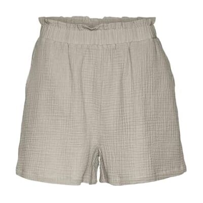 VERO MODA Damen Shorts mit elastischem Bund und Crepe Textur Paperbag, Farben:Beige-2, Größe:L VERO MODA Damen Shorts mit elastischem Bund und Crepe Textur Paperbag, Farben:Beige-2, Größe:L