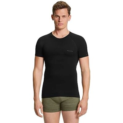 FALKE Herren Baselayer-Shirt Wool-Tech Light Round Neck M S/s Ts Wolle Funktionsmaterial schnelltrocknend 1 Stück, Schwarz Black 3000, S FALKE Herren Baselayer-Shirt Wool-Tech Light Round Neck M S/s Ts Wolle Funktionsmaterial schnelltrocknend 1 Stück, Schwarz Black 3000, S