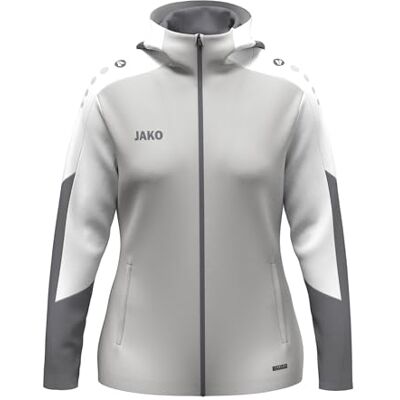 JAKO Damen Kapuzenjacke Dynamic, hellgrau/weiß/grau, XL JAKO Damen Kapuzenjacke Dynamic, hellgrau/weiß/grau, XL