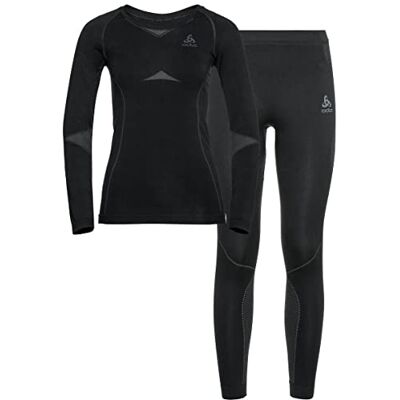 Odlo Thermounterwäsche Damen Fundamentals Performance Warm I Funktionsshirt Langarm und Thermo Leggings I Warme Skiunterwäsche Odlo Thermounterwäsche Damen Fundamentals Performance Warm I Funktionsshirt Langarm und Thermo Leggings I Warme Skiunterwäsche