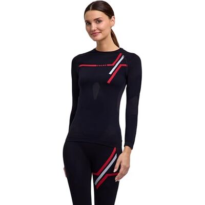 FALKE Damen Baselayer-Shirt Warm Anniversary Round Neck W L/s Sh Funktionsmaterial schnelltrocknend 1 Stück, Schwarz Black 3000, L FALKE Damen Baselayer-Shirt Warm Anniversary Round Neck W L/s Sh Funktionsmaterial schnelltrocknend 1 Stück, Schwarz Black 3000, L