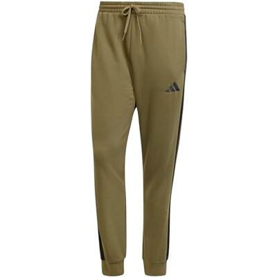 Adidas Herren Essential Three Stripes Fleece Pants, Olive strata/Black, M Adidas Herren Essential Three Stripes Fleece Pants, Olive strata/Black, M