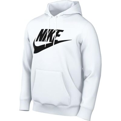 NIKE Herren M Nsw Club Hoodie Po Bb Sweatshirt, White/White/Black, L EU NIKE Herren M Nsw Club Hoodie Po Bb Sweatshirt, White/White/Black, L EU