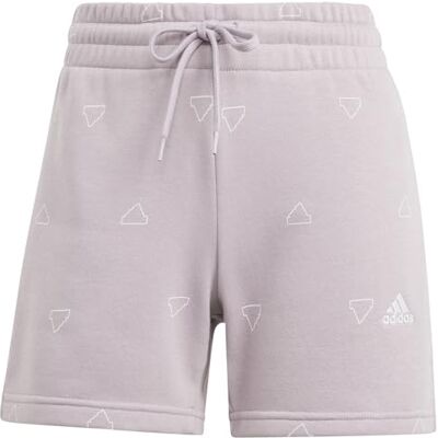 Adidas Damen Essentials Monogram Fleece Graphic Shorts, preloved fig, M Adidas Damen Essentials Monogram Fleece Graphic Shorts, preloved fig, M