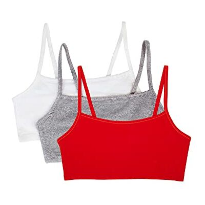 Fruit of the Loom Damen Spaghettiträger Baumwolle Pull Over 3er Pack Sport-BH, 95 Fruit of the Loom Damen Spaghettiträger Baumwolle Pull Over 3er Pack Sport-BH, 95