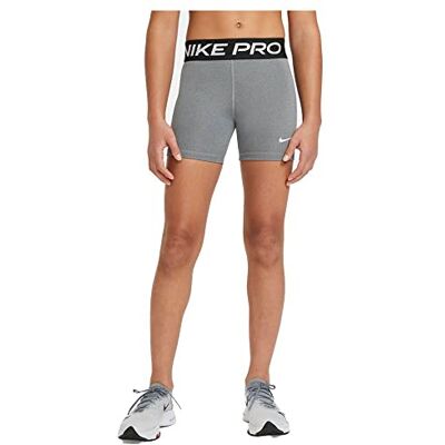 NIKE Girls Upper Thigh Length Tight Pro, Carbon Heather/White, DA1033-091, XL NIKE Girls Upper Thigh Length Tight Pro, Carbon Heather/White, DA1033-091, XL
