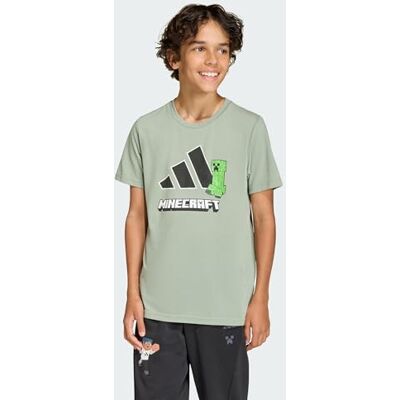 Adidas Unisex Kids Minecraft Training T-Shirt, Silver Green/Black, 9-10 Years Adidas Unisex Kids Minecraft Training T-Shirt, Silver Green/Black, 9-10 Years