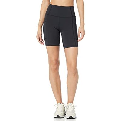 Amazon Essentials Women's Active Sculpt High Rise 7 Bike Shorts with Pockets, Black, Medium Amazon Essentials Women's Active Sculpt High Rise 7 Bike Shorts with Pockets, Black, Medium