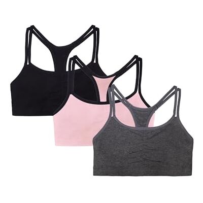 Fruit of the Loom Damen Spaghettiträger Baumwolle Pull Over 3er Pack Sport-BH, 75 Fruit of the Loom Damen Spaghettiträger Baumwolle Pull Over 3er Pack Sport-BH, 75