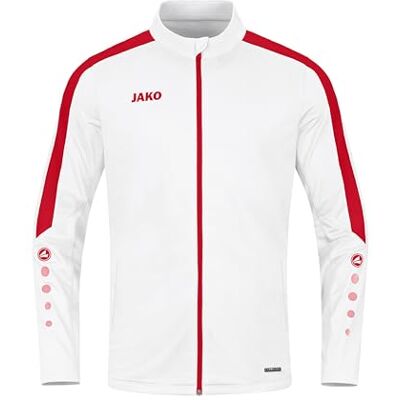 JAKO Herren Polyesterjacke Power, Weiß/Rot, M JAKO Herren Polyesterjacke Power, Weiß/Rot, M