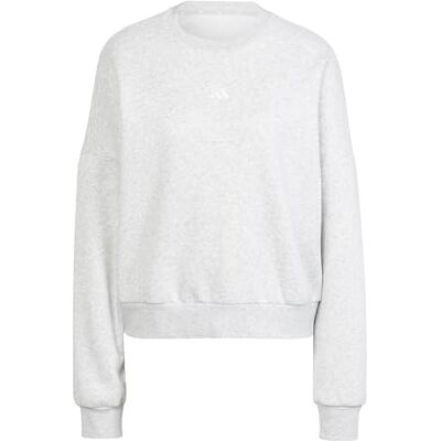 Adidas Damen Essentials Small Logo Feel Cozy Relaxed Fit Sweatshirt, Light Grey Heather/White, M Adidas Damen Essentials Small Logo Feel Cozy Relaxed Fit Sweatshirt, Light Grey Heather/White, M