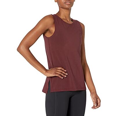 Amazon Essentials Damen Yoga-Tanktop aus weicher Baumwolle mit normaler Passform (erhältlich in Übergröße) (früher Core 10), Burgunderrot, Größe S Amazon Essentials Damen Yoga-Tanktop aus weicher Baumwolle mit normaler Passform (erhältlich in Übergröße) (früher Core 10), Burgunderrot, Größe S