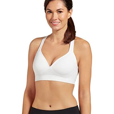 Jockey Damen Active Mid Impact Molded Cup Nahtloser Sport-BH, Undurchsichtige, Weiss/opulenter Garten, small Jockey Damen Active Mid Impact Molded Cup Nahtloser Sport-BH, Undurchsichtige, Weiss/opulenter Garten, small