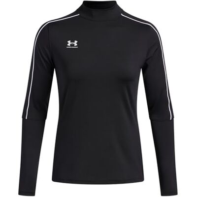Under Armour Damen Challenger Midlayer, schnelltrocknendes Fußball Funktionsshirt mit Langen Ärmeln, geschmeidiger Pullover mit 1/4-Zip,Black / / White,SM Under Armour Damen Challenger Midlayer, schnelltrocknendes Fußball Funktionsshirt mit Langen Ärmeln, geschmeidiger Pullover mit 1/4-Zip,Black / / White,SM