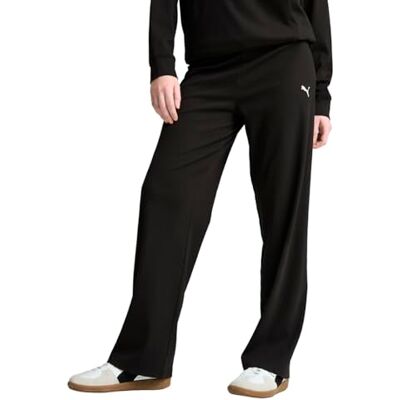Puma Damen ESS Elevated High-Waist Straight Leg Rib Pant Gestrickte Hosen, Black, XS Puma Damen ESS Elevated High-Waist Straight Leg Rib Pant Gestrickte Hosen, Black, XS