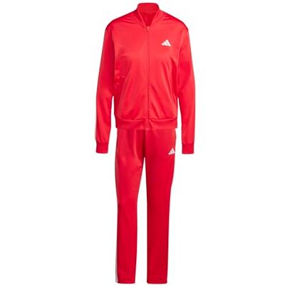 Adidas Damen Essentials 3-Stripes Track Suit, pure ruby/white, XXL Adidas Damen Essentials 3-Stripes Track Suit, pure ruby/white, XXL