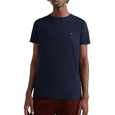 Tommy Hilfiger Herren T-Shirt Kurzarm Core Stretch Slim Fit, Blau (Desert Sky), S Tommy Hilfiger Herren T-Shirt Kurzarm Core Stretch Slim Fit, Blau (Desert Sky), S