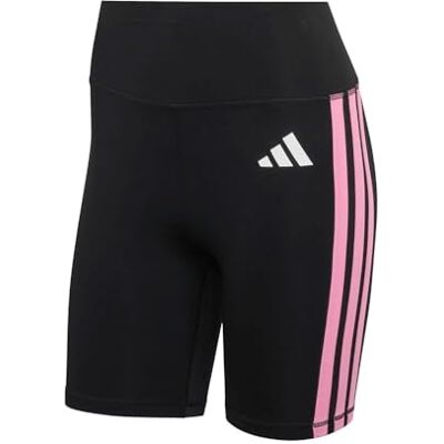 Adidas Women's Optime Essentials 3Stripes Short Leggings, black/st tropic bloom, M 5 inch Adidas Women's Optime Essentials 3Stripes Short Leggings, black/st tropic bloom, M 5 inch
