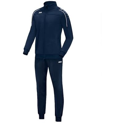 JAKO Unisex Kinder Trainingsanzug Polyester Classico, Marine, 164 JAKO Unisex Kinder Trainingsanzug Polyester Classico, Marine, 164