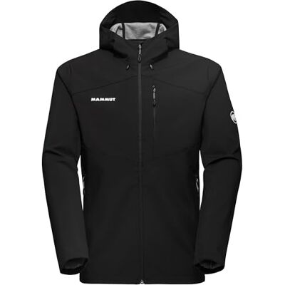 Mammut Outdoor SO Hooded Jacket Men Softshelljacke für Herren, Winddichte Wanderjacke, Funktionsjacke mit Kapuze, Softshell Multifunktionsjacke, Allwetterjacke, Atmungsaktiv Schwarz, L Mammut Outdoor SO Hooded Jacket Men Softshelljacke für Herren, Winddichte Wanderjacke, Funktionsjacke mit Kapuze, Softshell Multifunktionsjacke, Allwetterjacke, Atmungsaktiv Schwarz, L