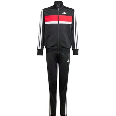 Adidas Unisex Kinder Seasonal Essentials Tiberio 3 Stripes Tricot Track Suit, black/white/pure ruby, 9-10 Years Adidas Unisex Kinder Seasonal Essentials Tiberio 3 Stripes Tricot Track Suit, black/white/pure ruby, 9-10 Years