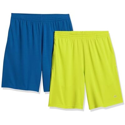 Amazon Essentials Herren Sportliche Basketball-Performance-Tech-Trainingsshorts mit Lockerer Passform, 20,3cm Beininnenlänge, 2er-Pack, Blau/Neon-hellgrün, 4XL Große Größen Amazon Essentials Herren Sportliche Basketball-Performance-Tech-Trainingsshorts mit Lockerer Passform, 20,3cm Beininnenlänge, 2er-Pack, Blau/Neon-hellgrün, 4XL Große Größen