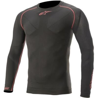 Alpinestars Ride Tech V2 Top Long Sleeve Summer, Herren Langarm Funktionsshirt, Sportshirt Atmungsaktiv, Schwarz/Rot, M-L Alpinestars Ride Tech V2 Top Long Sleeve Summer, Herren Langarm Funktionsshirt, Sportshirt Atmungsaktiv, Schwarz/Rot, M-L