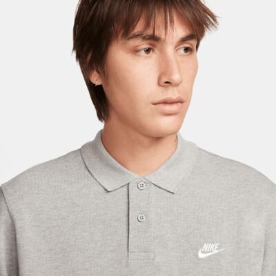 NIKE FN3894-063 Club Polo Shirt Herren DK Grey Heather/White Größe XL NIKE FN3894-063 Club Polo Shirt Herren DK Grey Heather/White Größe XL