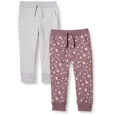 Amazon Essentials Mädchen Jogginghosen, 2er-Pack, Hellgrau Meliert/Mauve Sterne, 8 Jahre Amazon Essentials Mädchen Jogginghosen, 2er-Pack, Hellgrau Meliert/Mauve Sterne, 8 Jahre