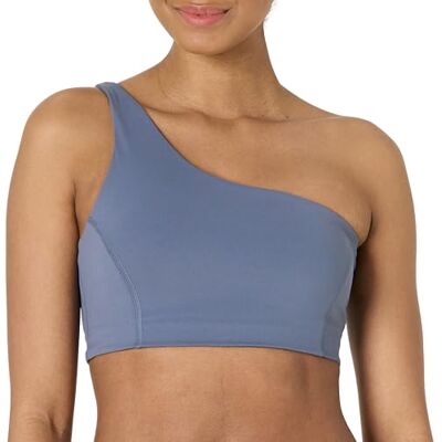 Amazon Essentials Damen Active FormFlex Buttery Soft Sport-BH mit One-Shoulder-Träger und Riemchenrücken, für leichten Halt, Schiefergrau, XL Amazon Essentials Damen Active FormFlex Buttery Soft Sport-BH mit One-Shoulder-Träger und Riemchenrücken, für leichten Halt, Schiefergrau, XL