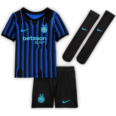 NIKE Inter Mailand 2025/26 Stadium Home Dreiteiliges Replika-Fußballtrikot-Set Für Jüngere Kinder, Lyon Blue/Schwarz/Chlorine Blue, HJ5621-439, XS NIKE Inter Mailand 2025/26 Stadium Home Dreiteiliges Replika-Fußballtrikot-Set Für Jüngere Kinder, Lyon Blue/Schwarz/Chlorine Blue, HJ5621-439, XS