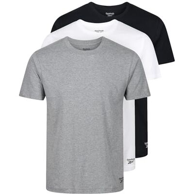 Reebok Herren T-Shirt Multipack (3er Pack) – Basic T-Shirts für Herren aus Baumwollmix, Sport T-Shirt & Funktionsshirt, Slim Fit Activewear, Weiß/Schwarz/Grau Reebok Herren T-Shirt Multipack (3er Pack) – Basic T-Shirts für Herren aus Baumwollmix, Sport T-Shirt & Funktionsshirt, Slim Fit Activewear, Weiß/Schwarz/Grau