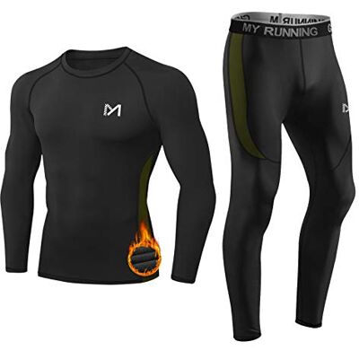 MEETYOO Thermounterwäsche Set Herren, Lange Funktionswäsche Atmungsaktiv Unterwäsche Sport Kompressionsanzug für Workout Skifahren Laufen Wandern (Schwarz, S) MEETYOO Thermounterwäsche Set Herren, Lange Funktionswäsche Atmungsaktiv Unterwäsche Sport Kompressionsanzug für Workout Skifahren Laufen Wandern (Schwarz, S)