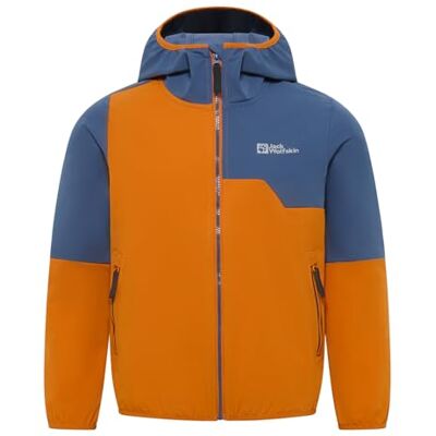 Jack Wolfskin Unisex Kinder Turbulence Hooded Jkt Softshelljacke, Soft Amber, 92 EU Jack Wolfskin Unisex Kinder Turbulence Hooded Jkt Softshelljacke, Soft Amber, 92 EU