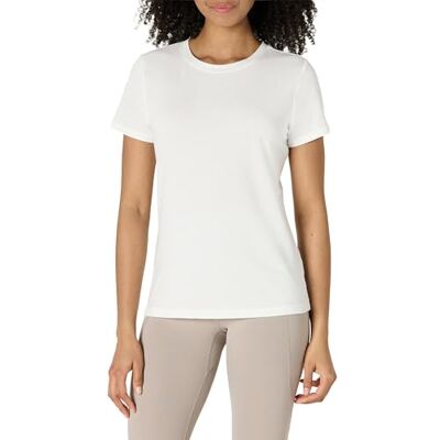 Amazon Essentials Damen Active Soft Cotton Regular Fit Rundhalsausschnitt Kurzarm Leichtes Yoga-Workout-Sport-T-Shirt, Weiß, S Amazon Essentials Damen Active Soft Cotton Regular Fit Rundhalsausschnitt Kurzarm Leichtes Yoga-Workout-Sport-T-Shirt, Weiß, S
