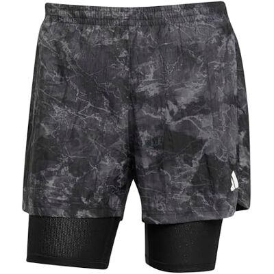 Adidas Herren Own the Run Spray Dye 2in1 Short, Grey Four/Black, XL Adidas Herren Own the Run Spray Dye 2in1 Short, Grey Four/Black, XL