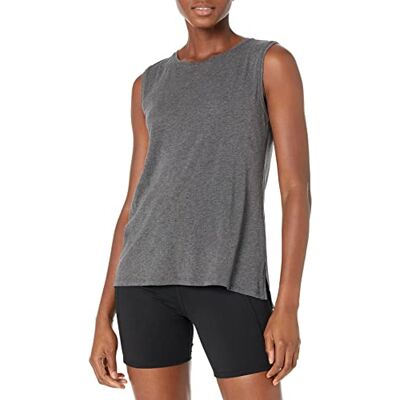 Amazon Essentials Damen Yoga-Tanktop Aus Weicher Baumwolle Mit Lockerer Passform (In Übergröße Erhältlich), Kohlegrau Meliert, S Amazon Essentials Damen Yoga-Tanktop Aus Weicher Baumwolle Mit Lockerer Passform (In Übergröße Erhältlich), Kohlegrau Meliert, S